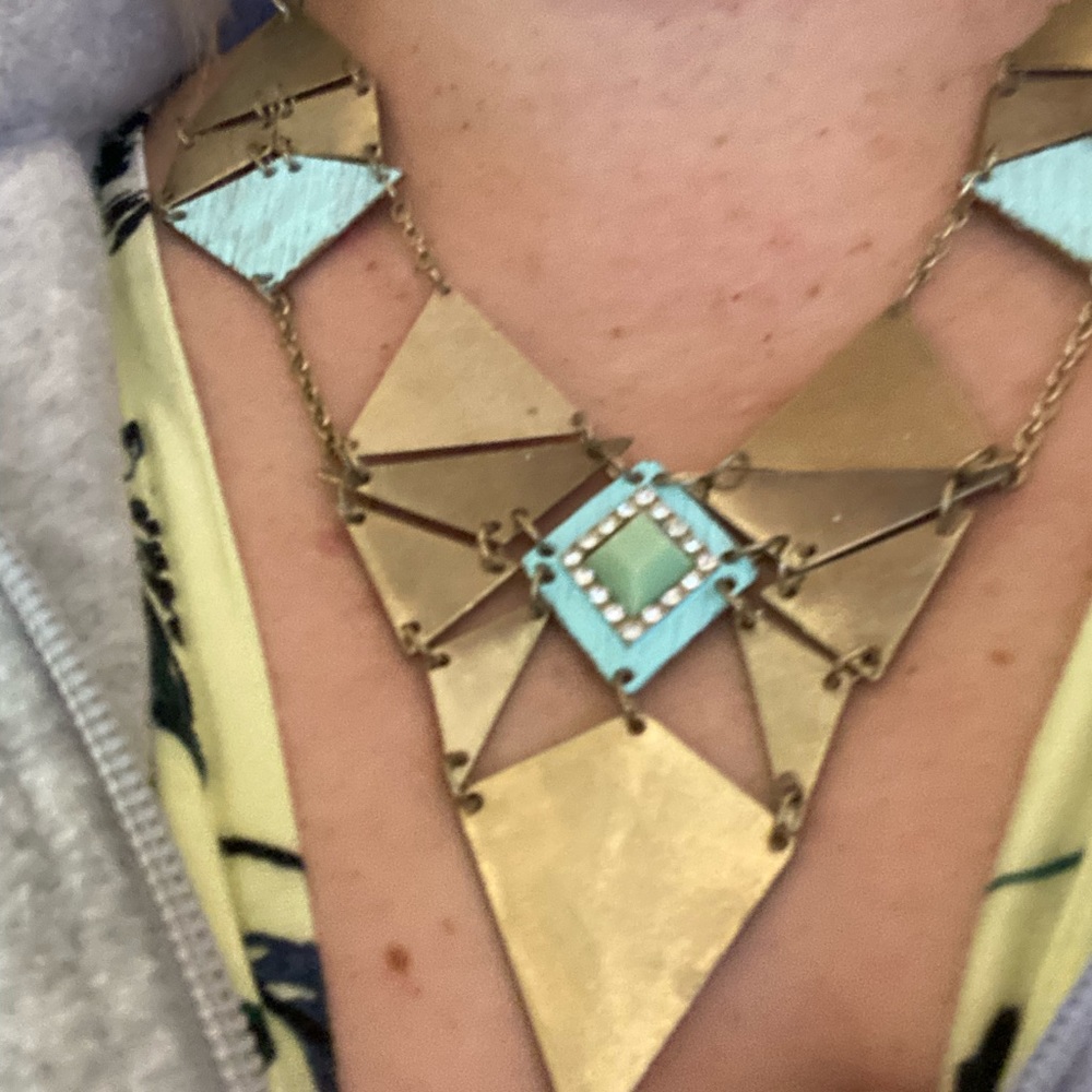 Triangle gold and mint necklace